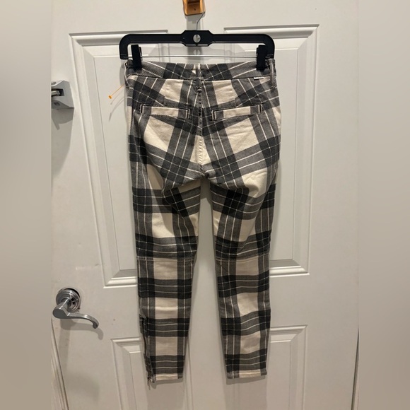 MOTHER Jeans Brand Side Zip Muse Plaid Pants Cream Black Size 24 - Picture 3 of 6
